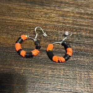 Stylish Orange and Black Hoop Earrings